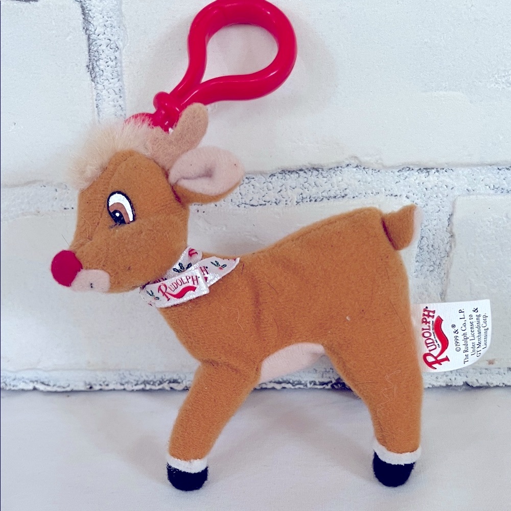 Vintage 1999 RUDOLPH The Red-Nosed Reindeer 4”‎ Prestige Plush Keychain